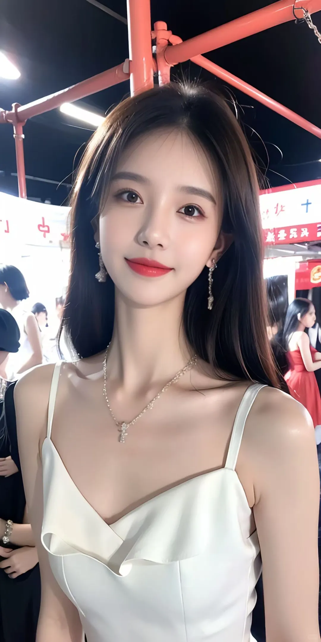 女大模特，蹲实立摄影师