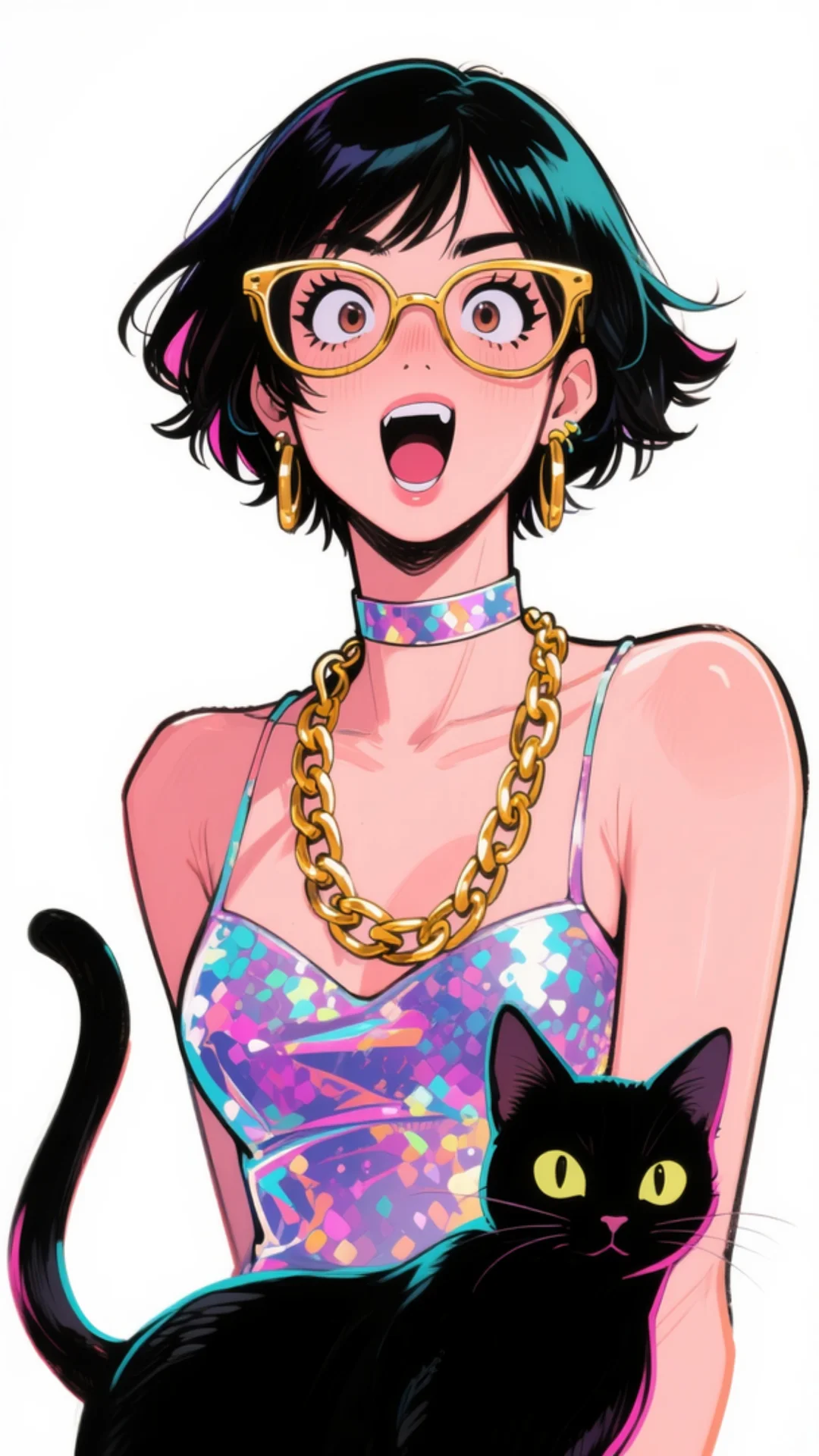 时尚女人与猫