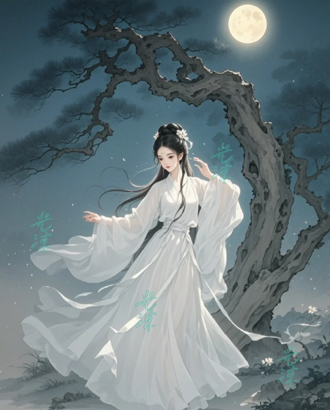 小龙女月下舞剑
