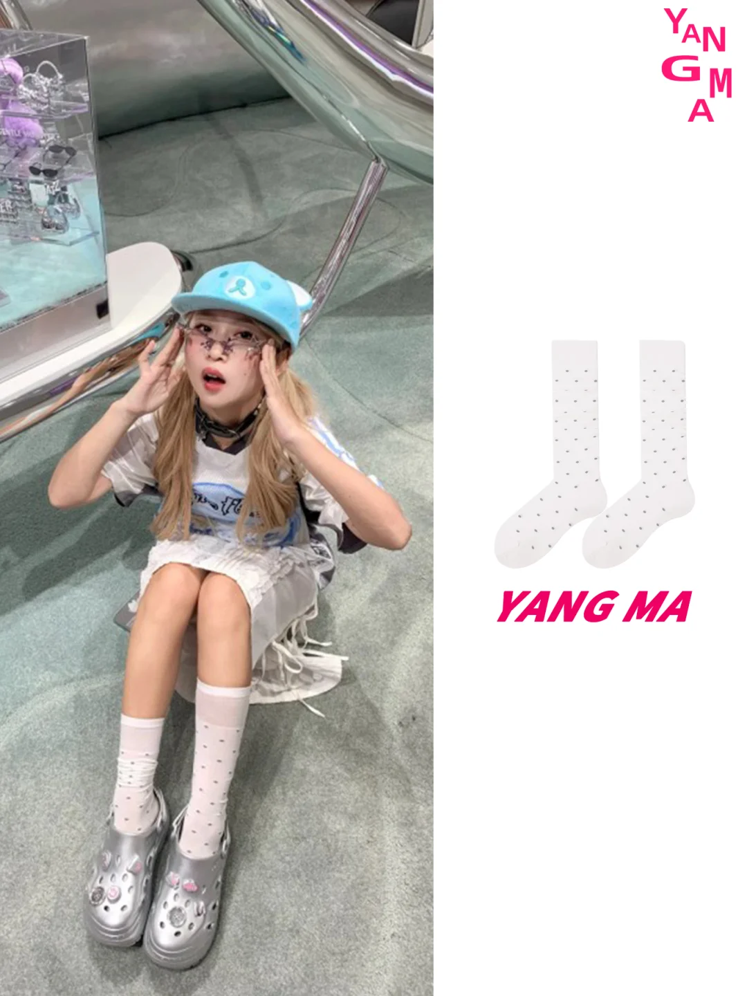 波点少女感穿搭｜美女配美袜