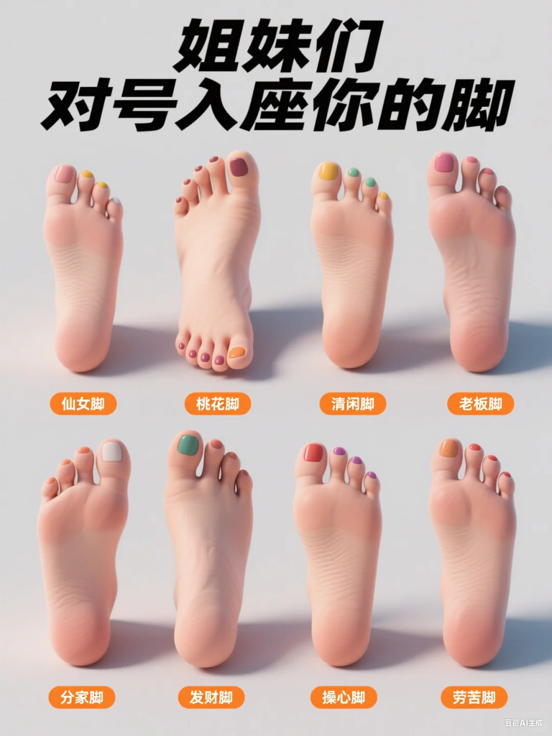 姐妹们！拍上自己的脚对应一下你是什脚