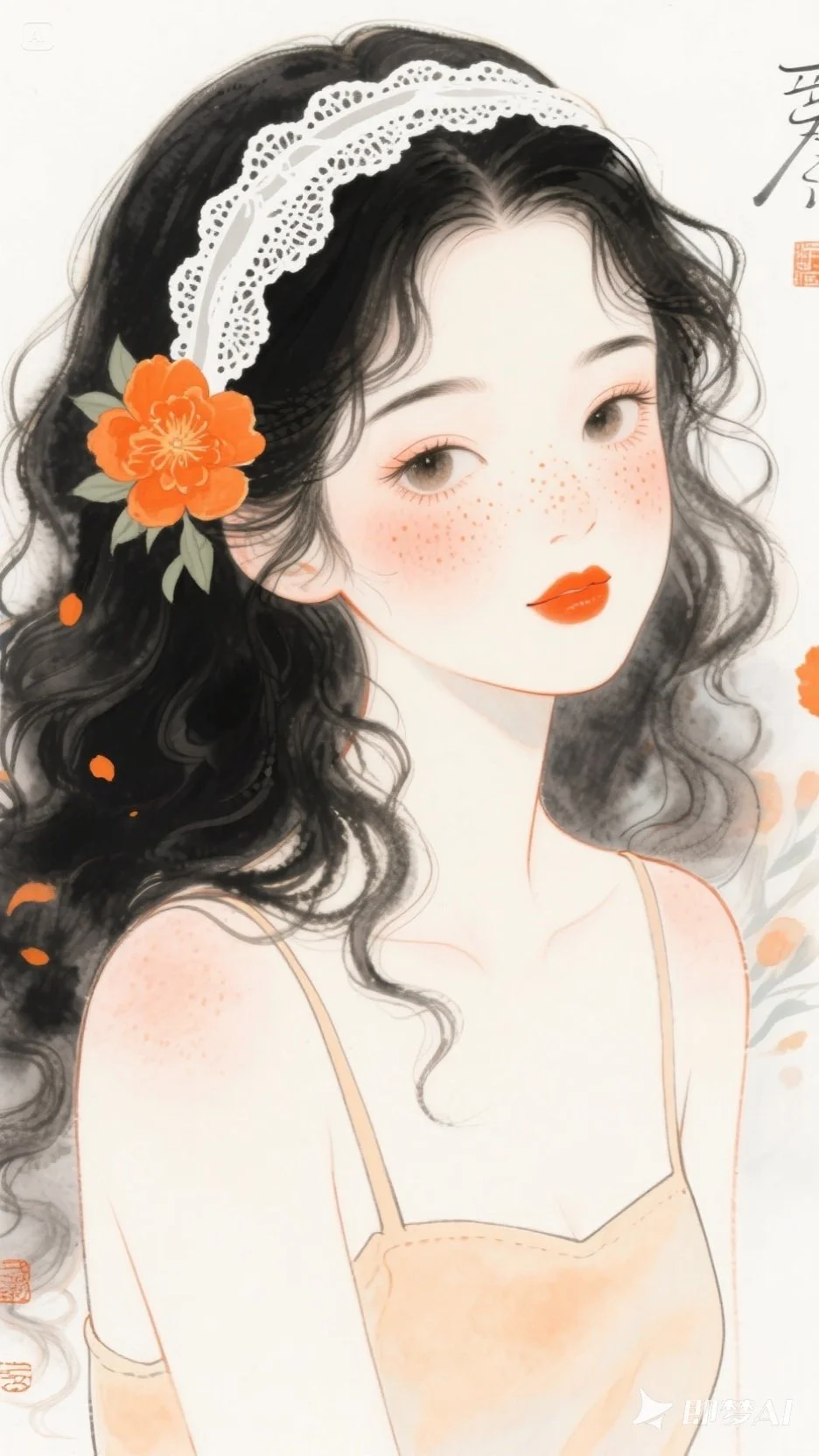 插画分享，插画美女，太好看了吧！附AI关键词