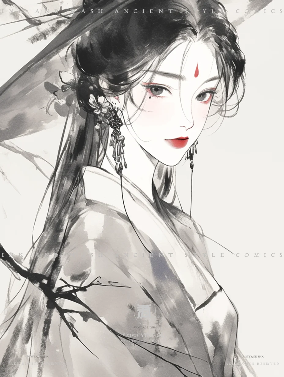 古风美人|极简水墨|相思|佳人自来去（三）