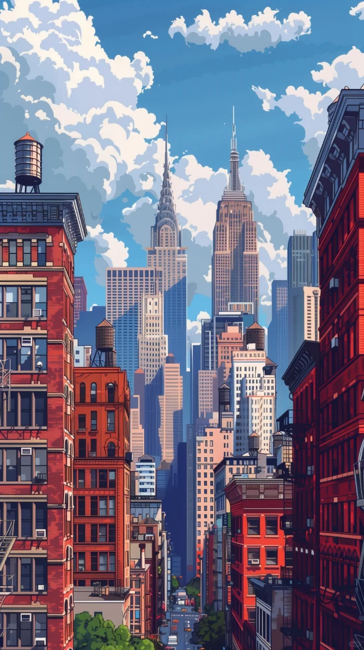 🏙治愈系城市像素壁纸丨Midjourney
