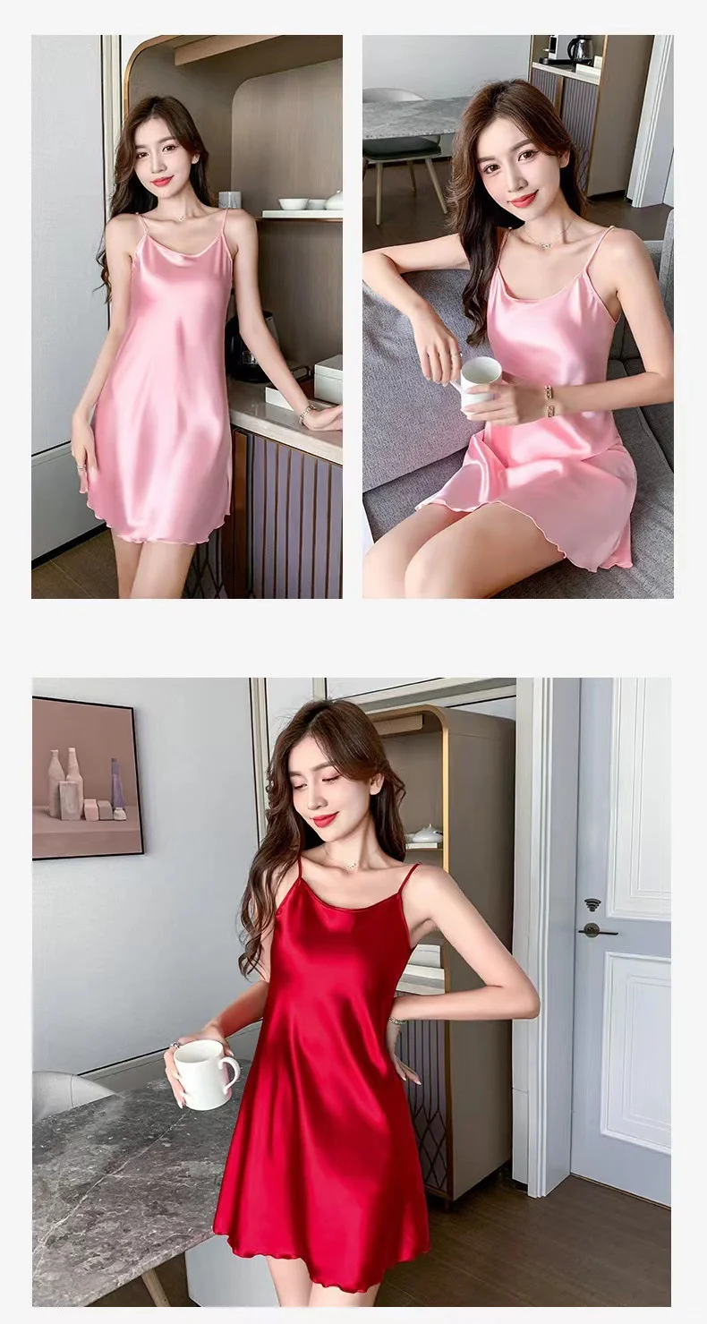 性感冰丝睡裙👗春夏必备