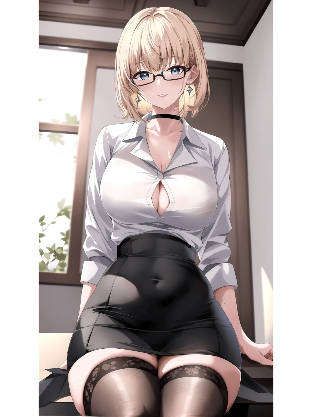 AI绘画欲望金发学姐猫耳娘（二次元版）