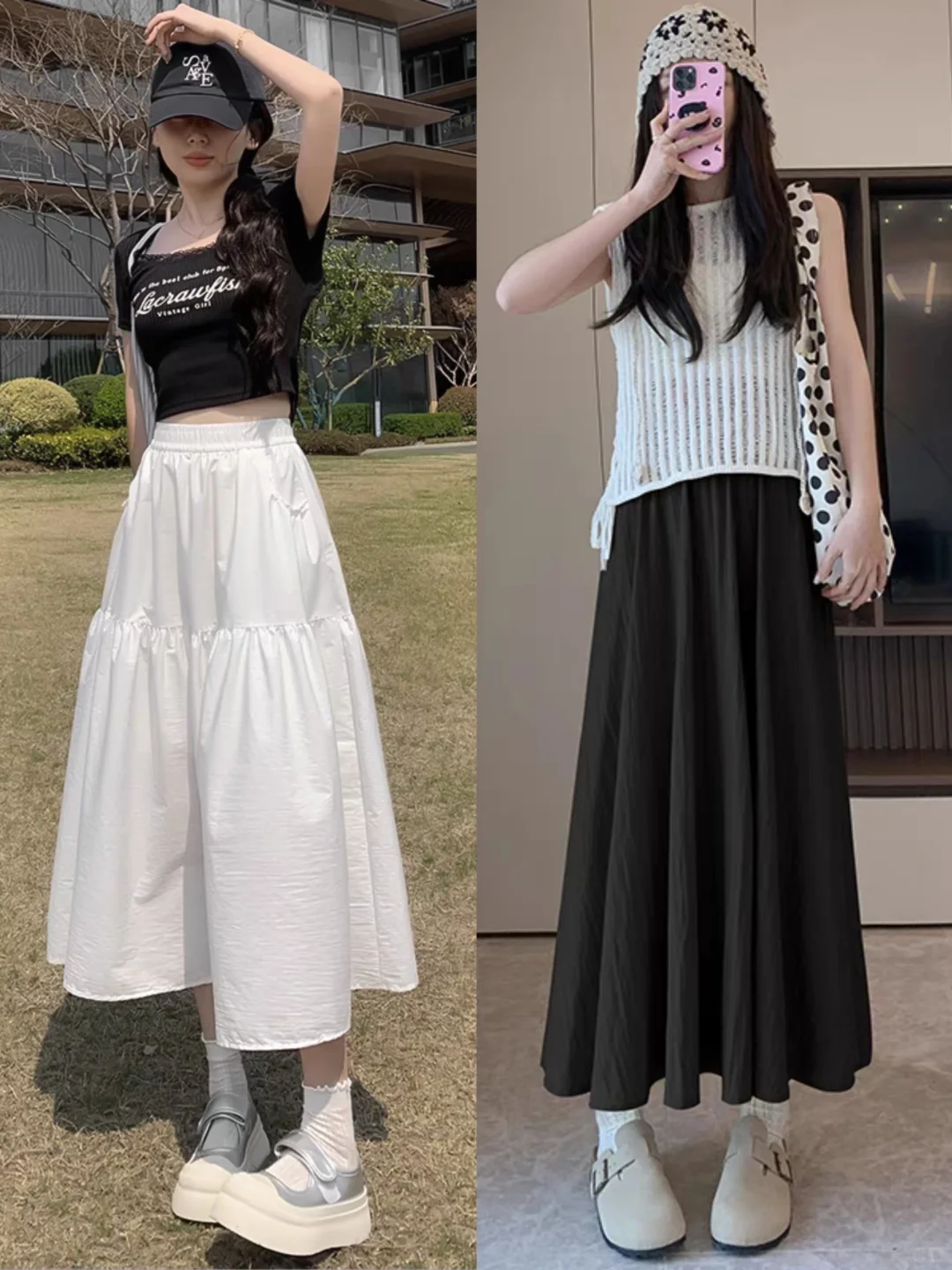 女生半身裙怎么搭配显瘦显高？