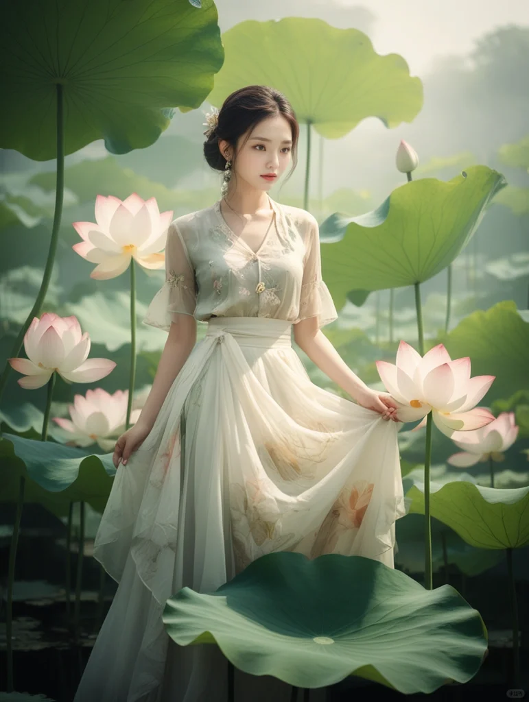 穿越时光的古装美人 | 漫步荷花塘的仙子