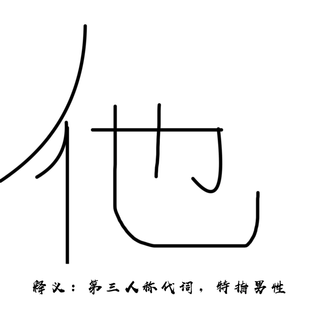 为了厘清“他”的用途，我自己造了一个字