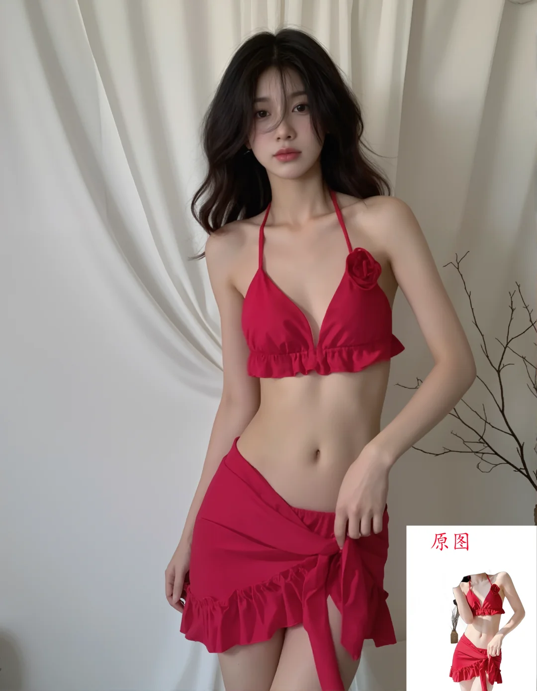 Ai模特第2弹，红色泳衣，一键出图。