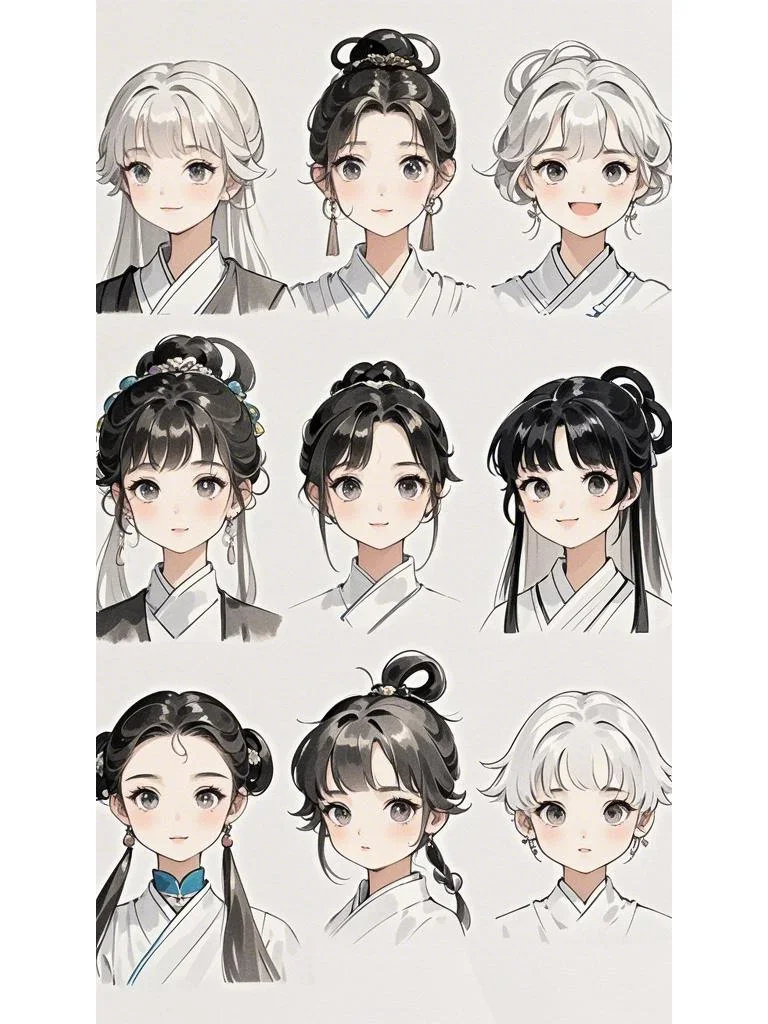 动漫人物设定 古装女孩发型 素材分享 12张
