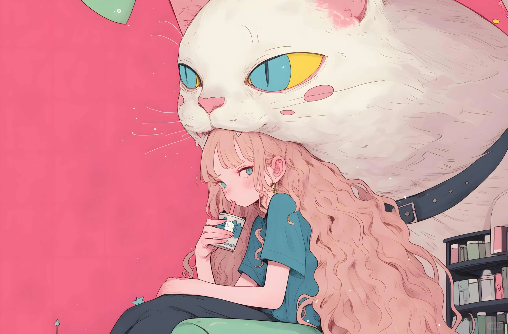 女孩与猫咪～｜手机电脑壁纸