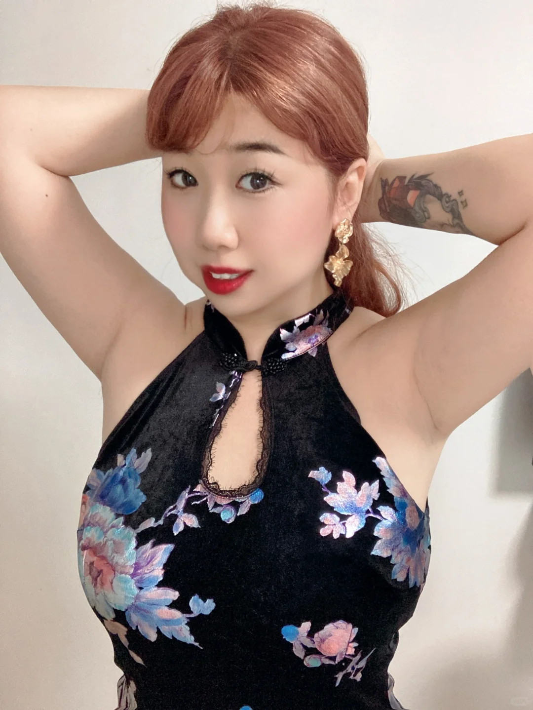微胖穿搭黑色旗袍♥️