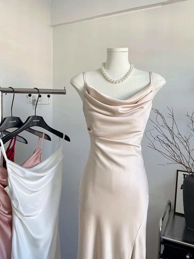 小个子款～荡领开叉设计连衣裙👗