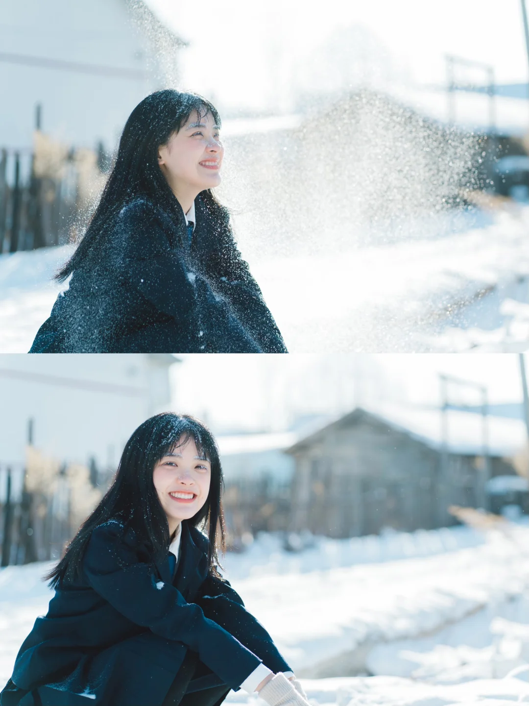 几年前的冬天拍的虞兮西，雪地制服太爱了