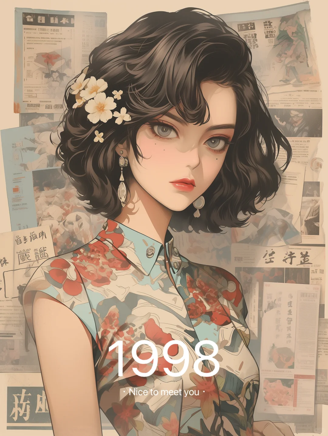 复古港风女头像