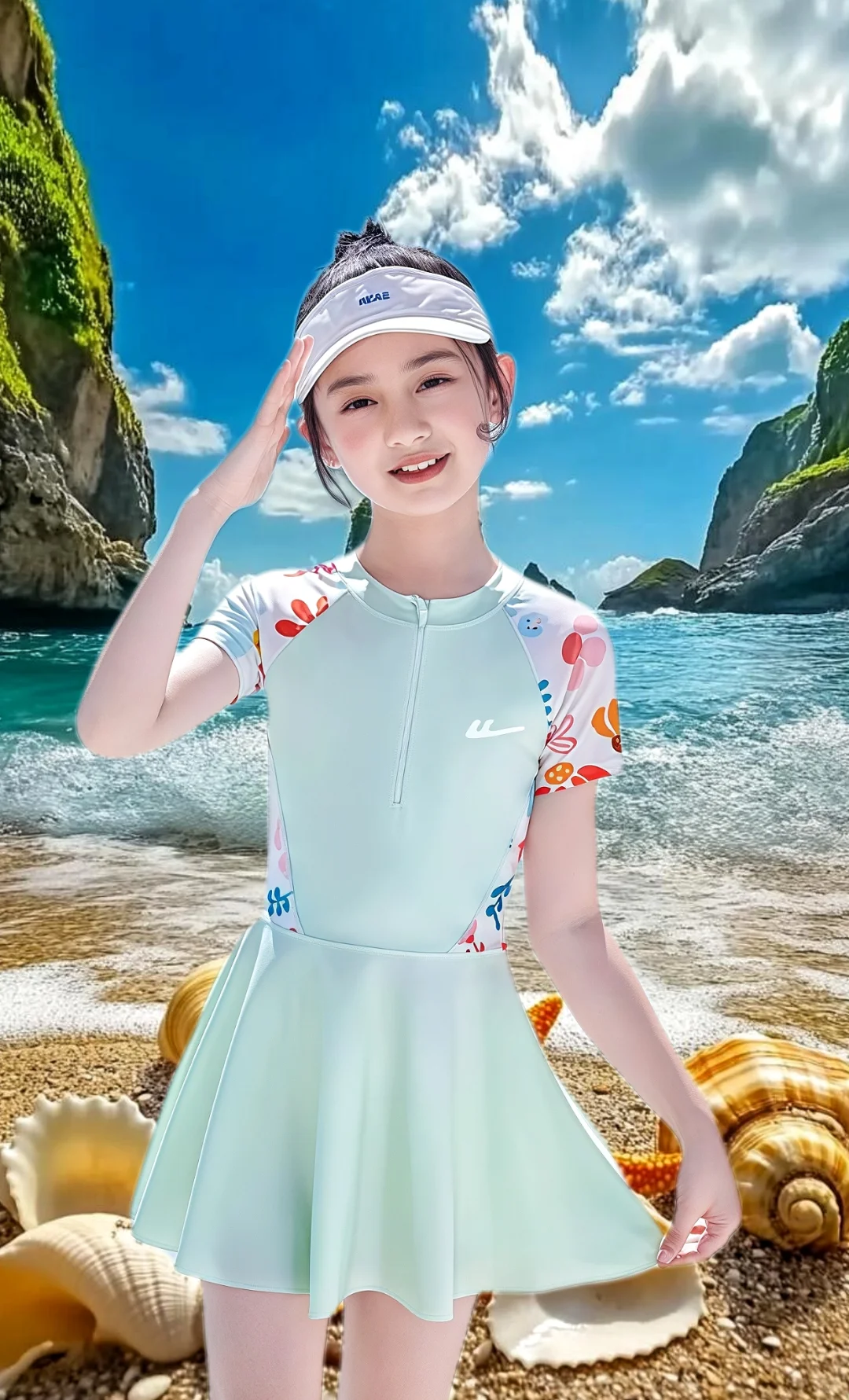 女童连体泳衣
