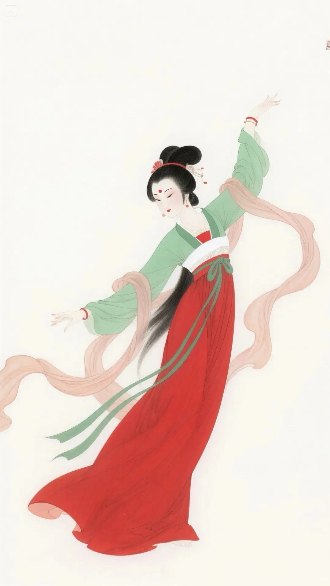 工笔，线稿，白描，仕女图，古风，国画