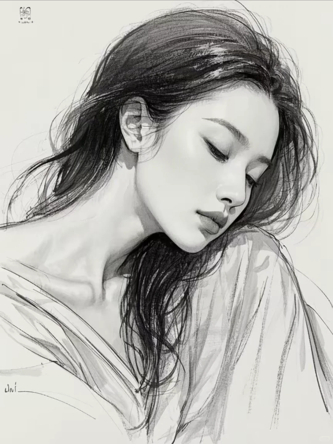 简约线条绘优雅静女
