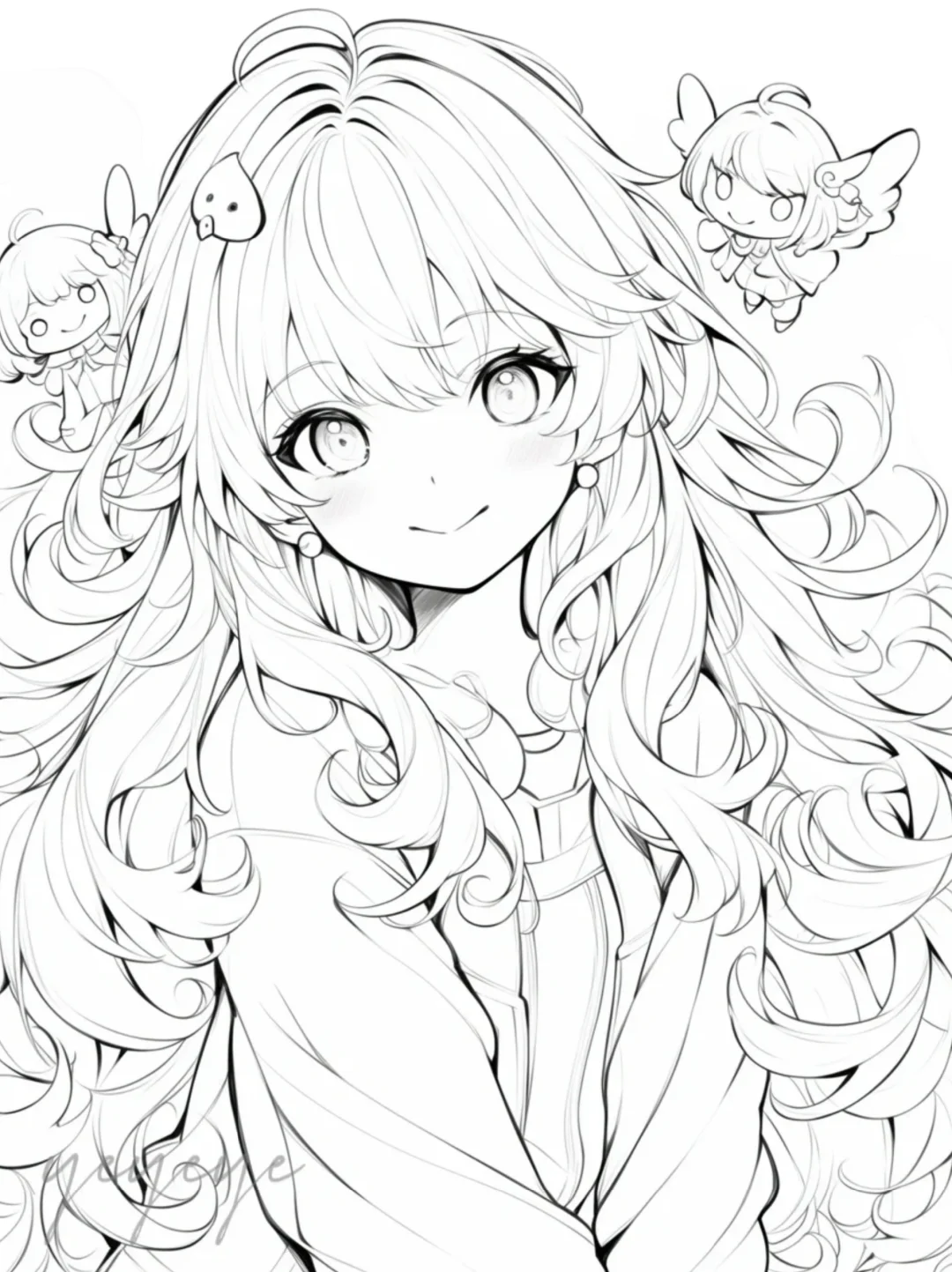 这素材也太太太好看了吧！少女线稿～