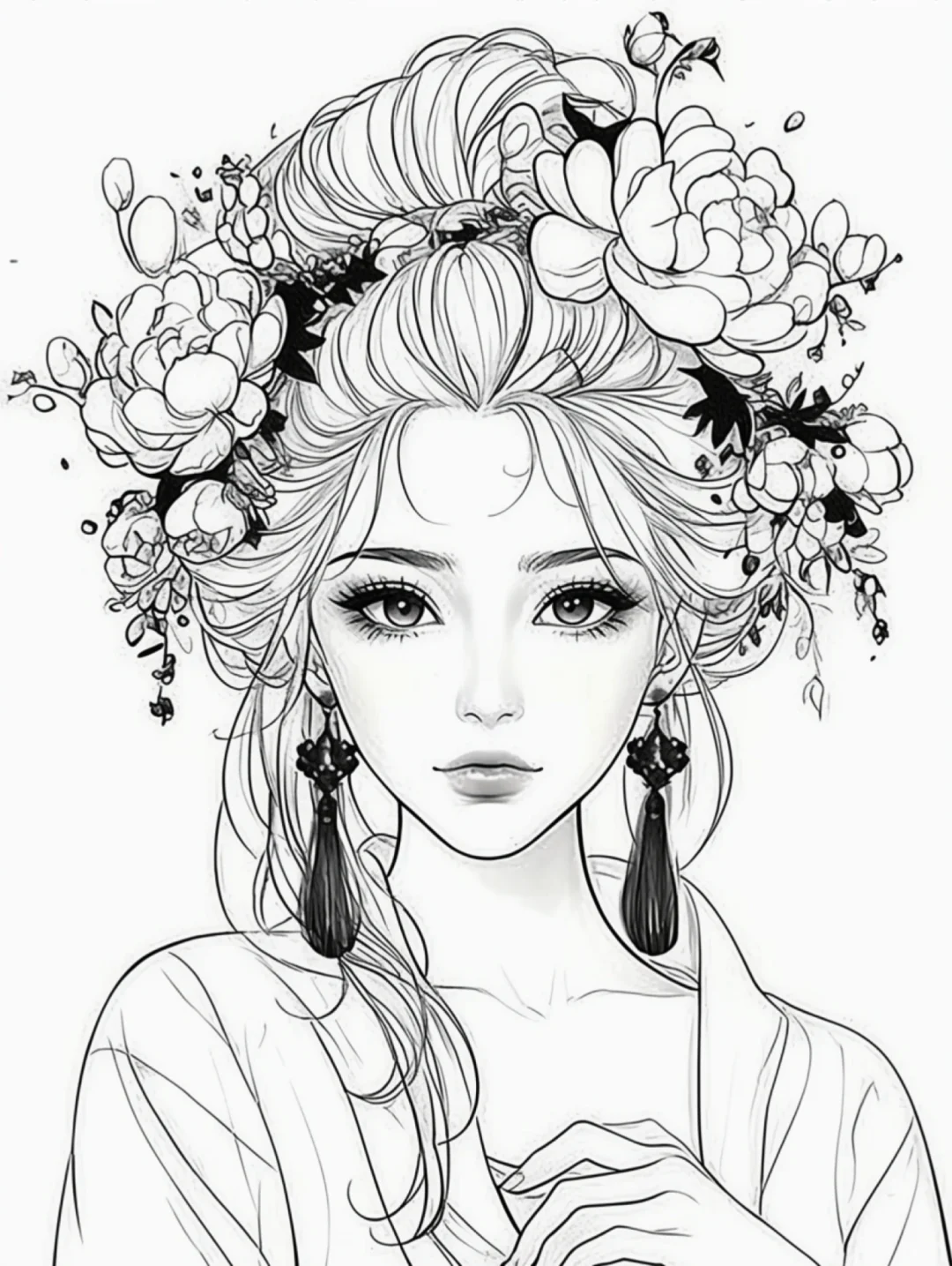 每日分享|粉可商|古风美人线稿