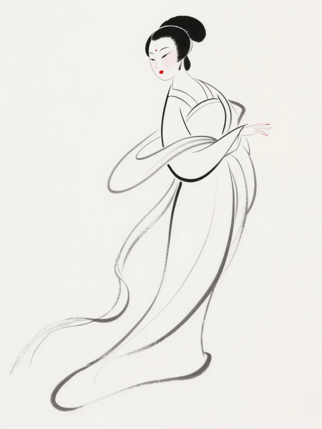 大气线条插画，诠释古装女性魅力