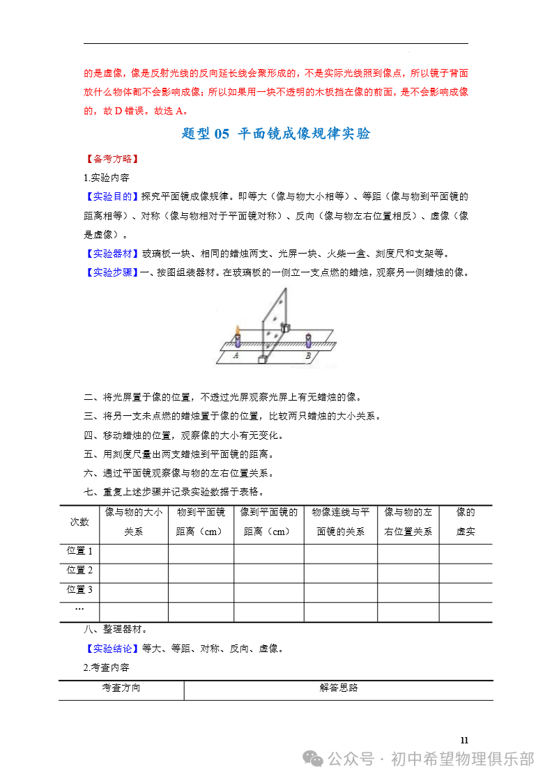 中考物理专题05 光现象 第11张