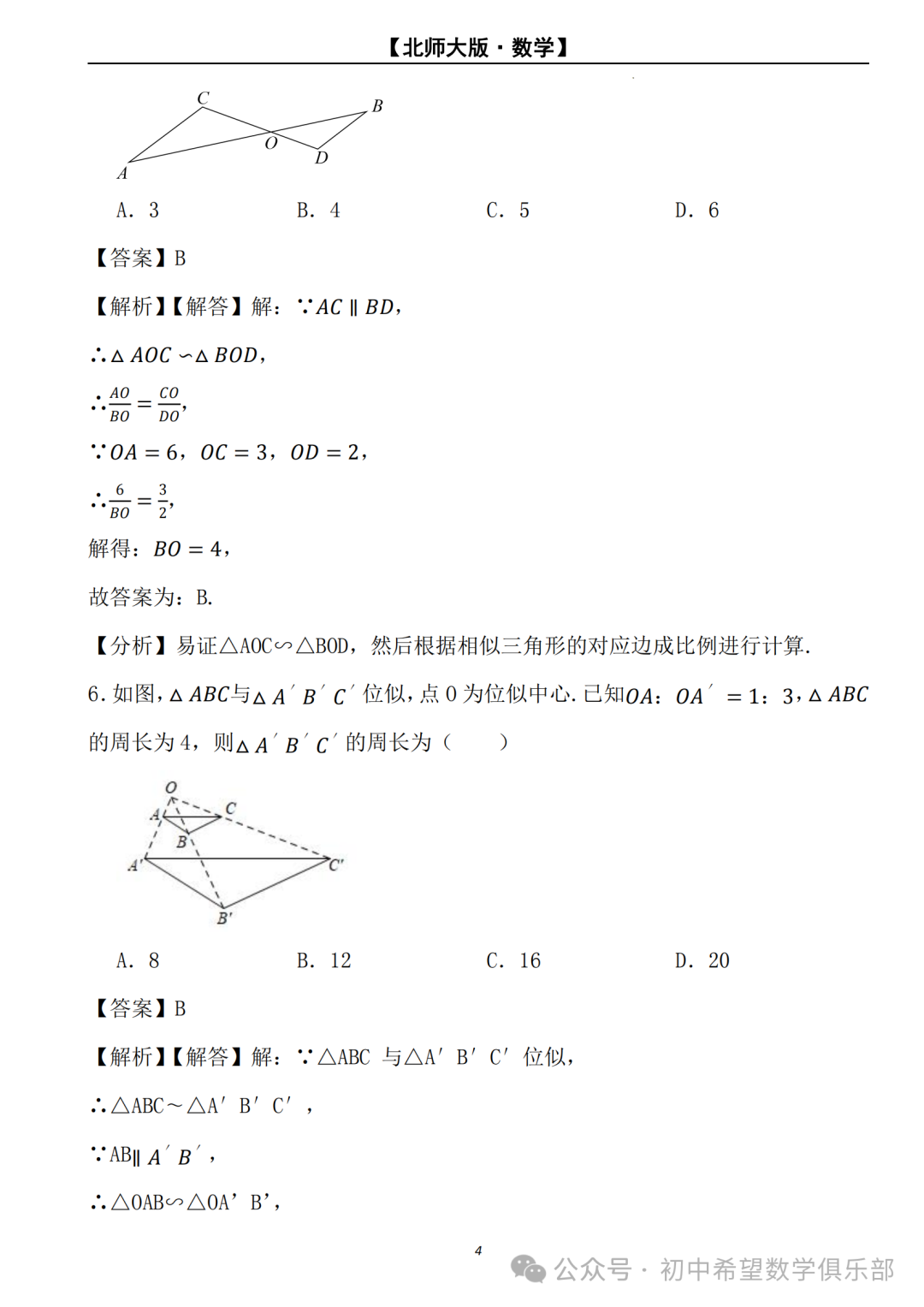 【2024年中考数学.北师大版】二轮复习---相似三角形的判定与性质 (解析) 第5张