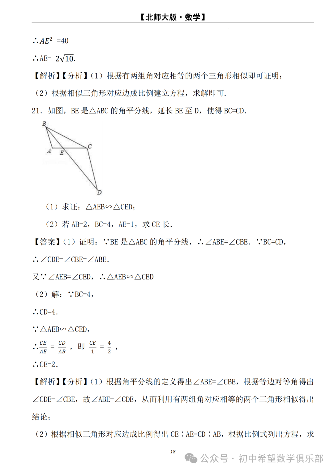 【2024年中考数学.北师大版】二轮复习---相似三角形的判定与性质 (解析) 第19张