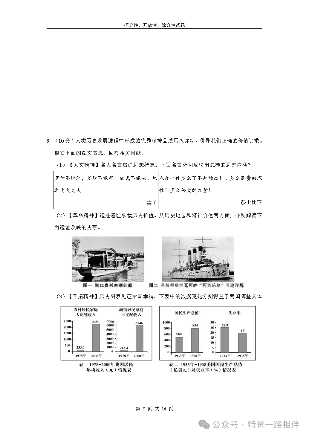 中考历史冲刺必备:探究性、开放性、综合性试题 第13张