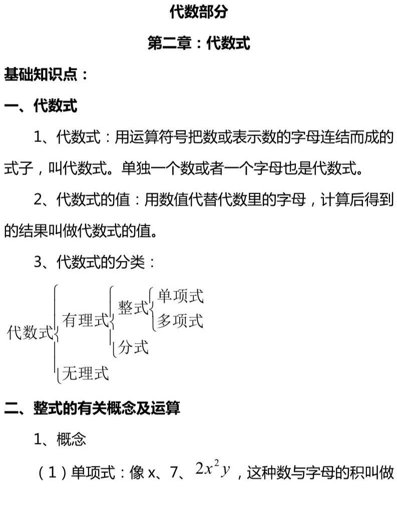 中考数学知识点——代数部分(一),赶快来收藏!! 第8张