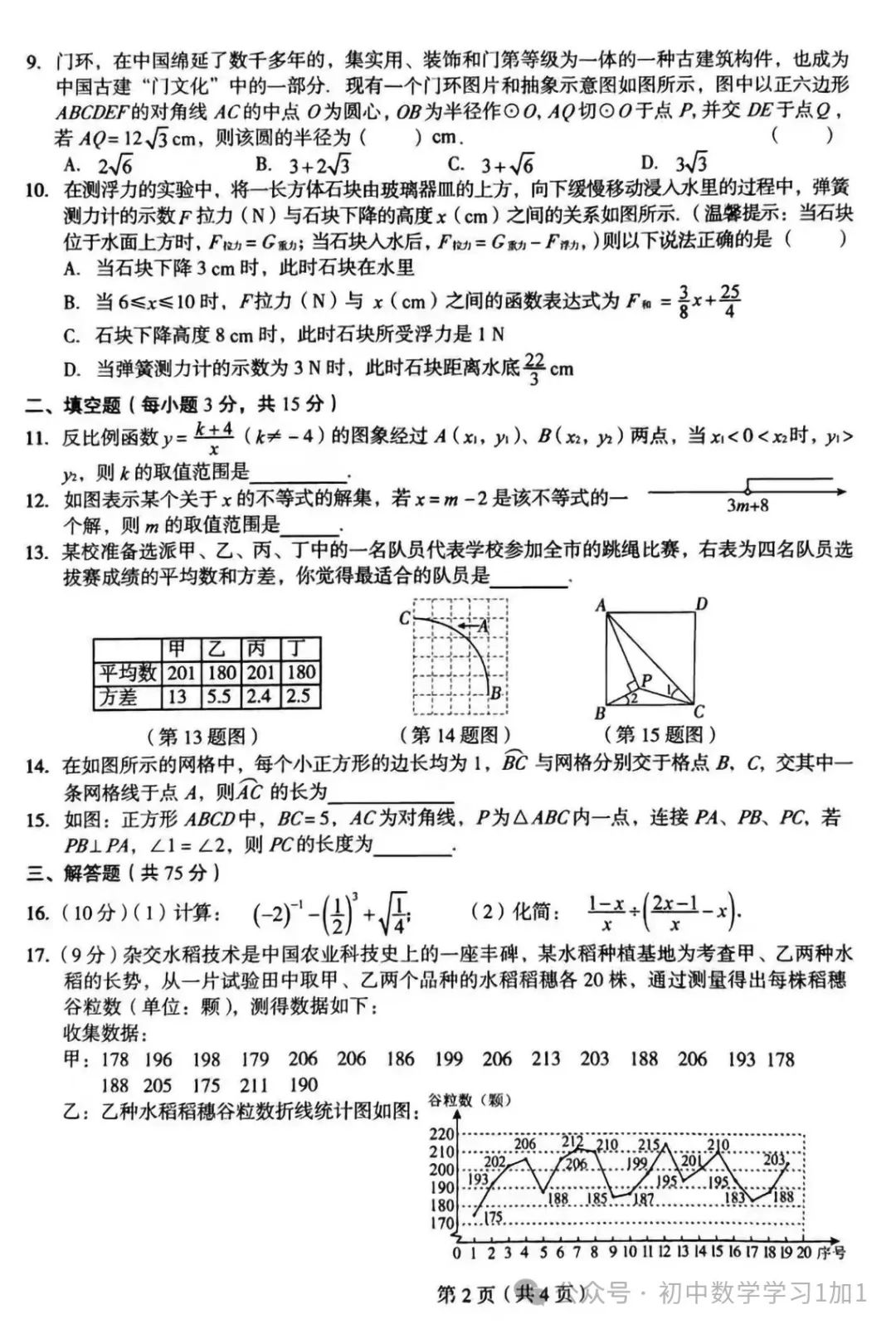 24年中考一模数学 第2张