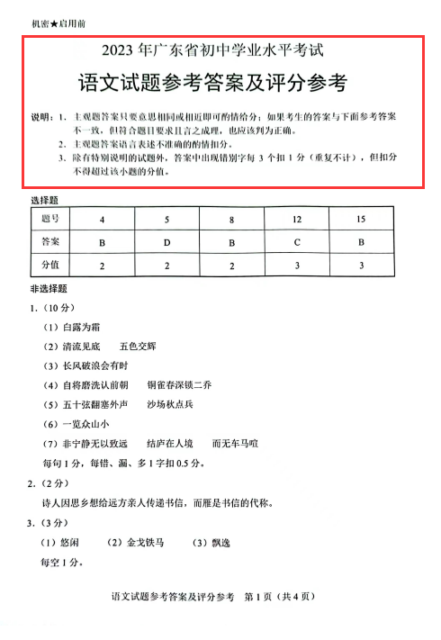 重磅!广东中考现代文评卷新标准:分级赋分! 第2张