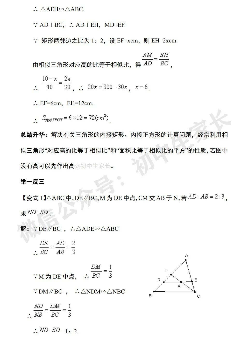 初中数学 | 中考数学相似三角形必考知识+常见结论+经典例题(可打印) 第21张