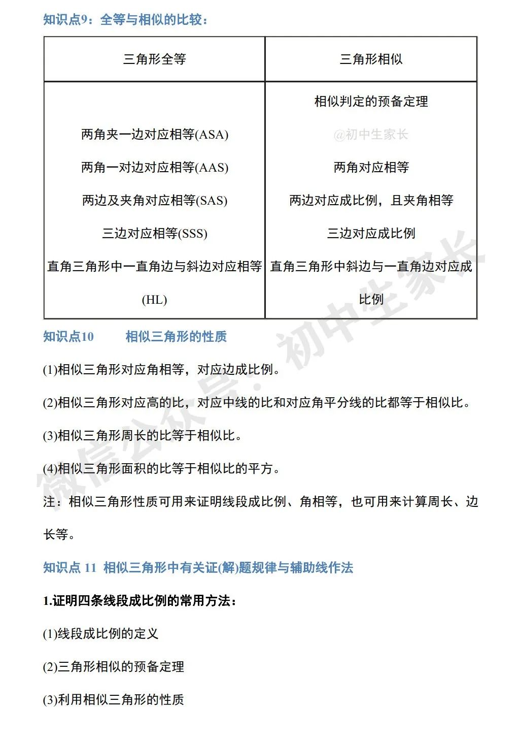 初中数学 | 中考数学相似三角形必考知识+常见结论+经典例题(可打印) 第8张