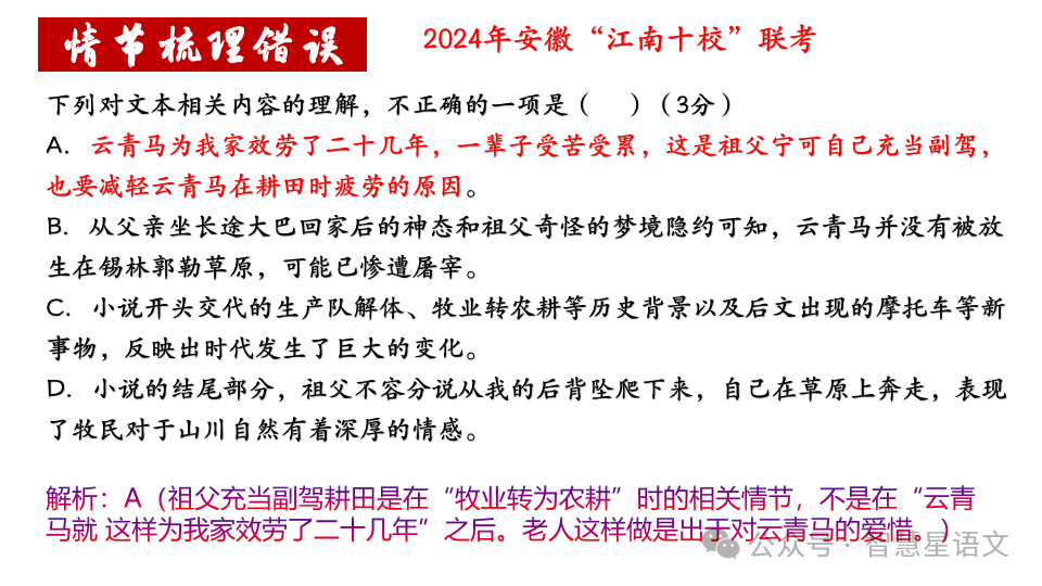 2024高考语文二轮复习——鉴赏小说的内容理解和分析(第6题)客观题精品课件 第11张