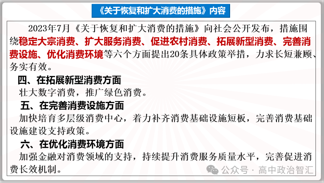 2024高考政治●时政热点专题十三 恢复扩大消费20条(课件+Word文档) 第5张