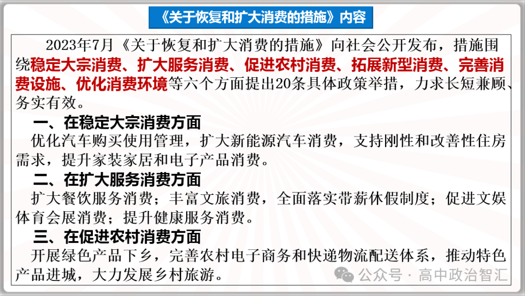 2024高考政治●时政热点专题十三 恢复扩大消费20条(课件+Word文档) 第4张