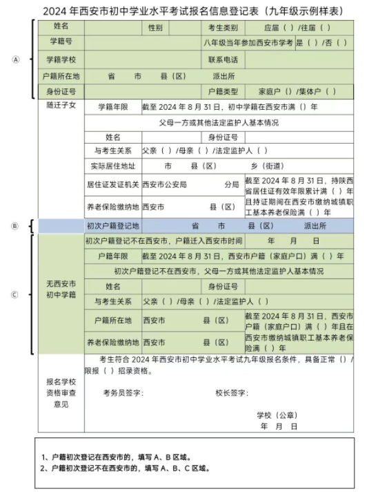 【中考】新城区/高新区/灞桥区/西咸新区2024年九年级区内户籍、市外学籍报名细则 第9张