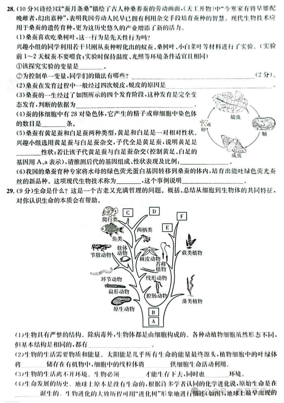 【2023中考试题】2023年山东省东营市中考生物试题及答案解析 第9张