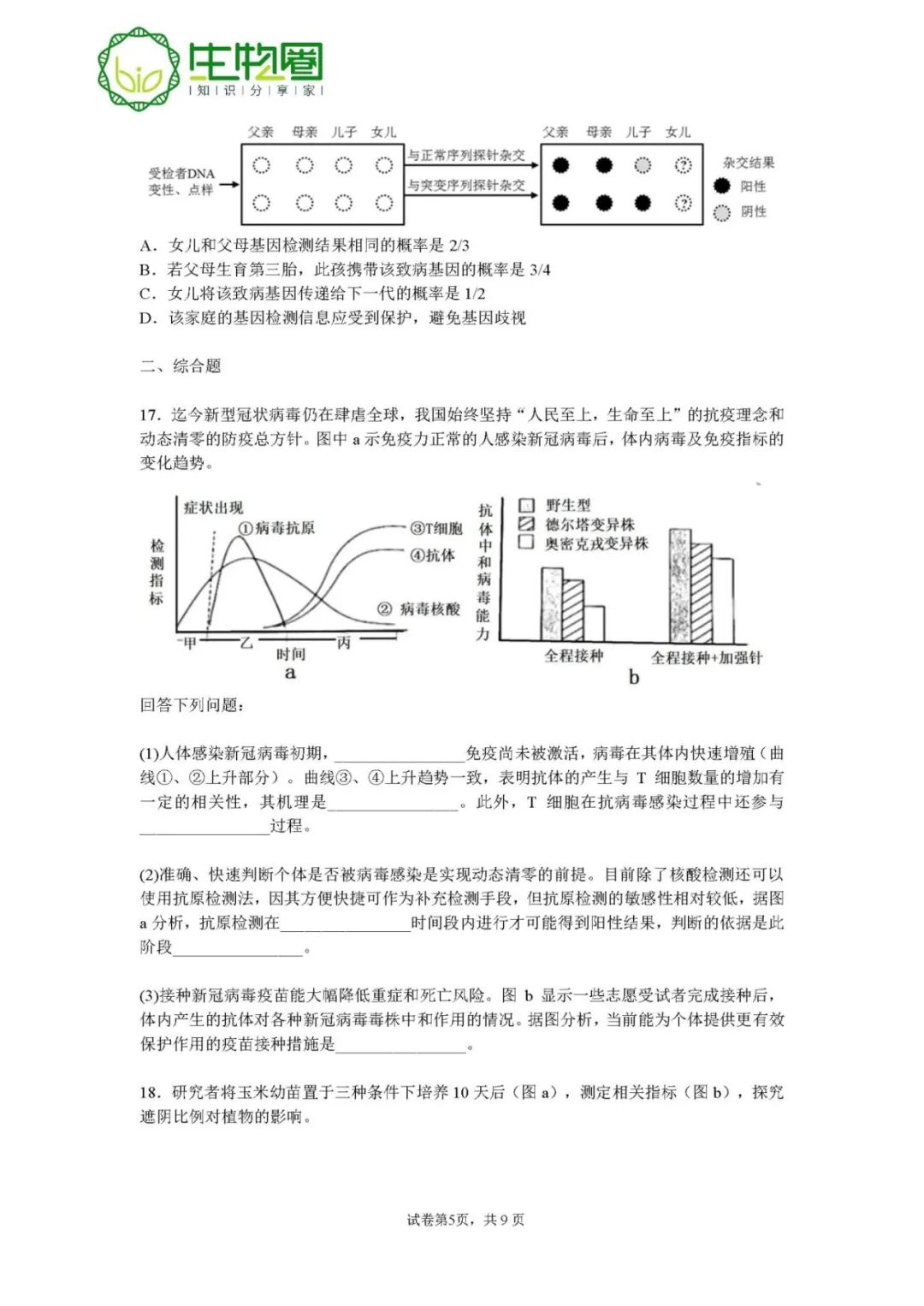 试题资源 | 2022年高考广东生物真题 第6张