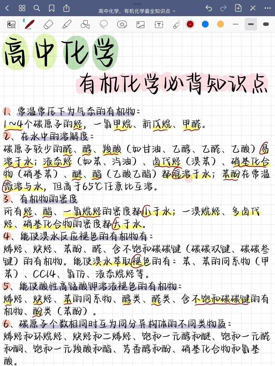 高考化学有机化学必背知识点以及实验基础必看知识点总结 第1张