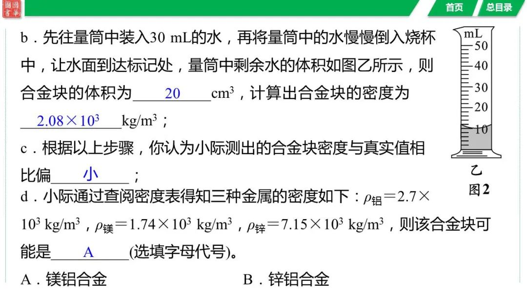 中考复习 第六讲 第2课时 密度的测量与应用 第26张