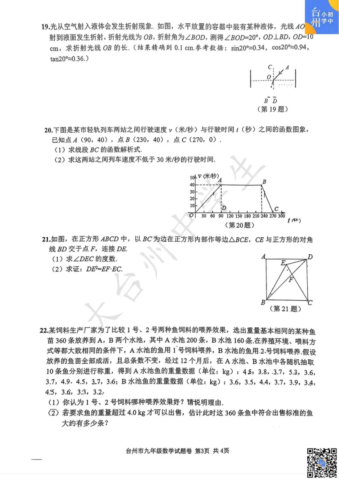 【五科齐】2024年台州市中考一模真题 第11张