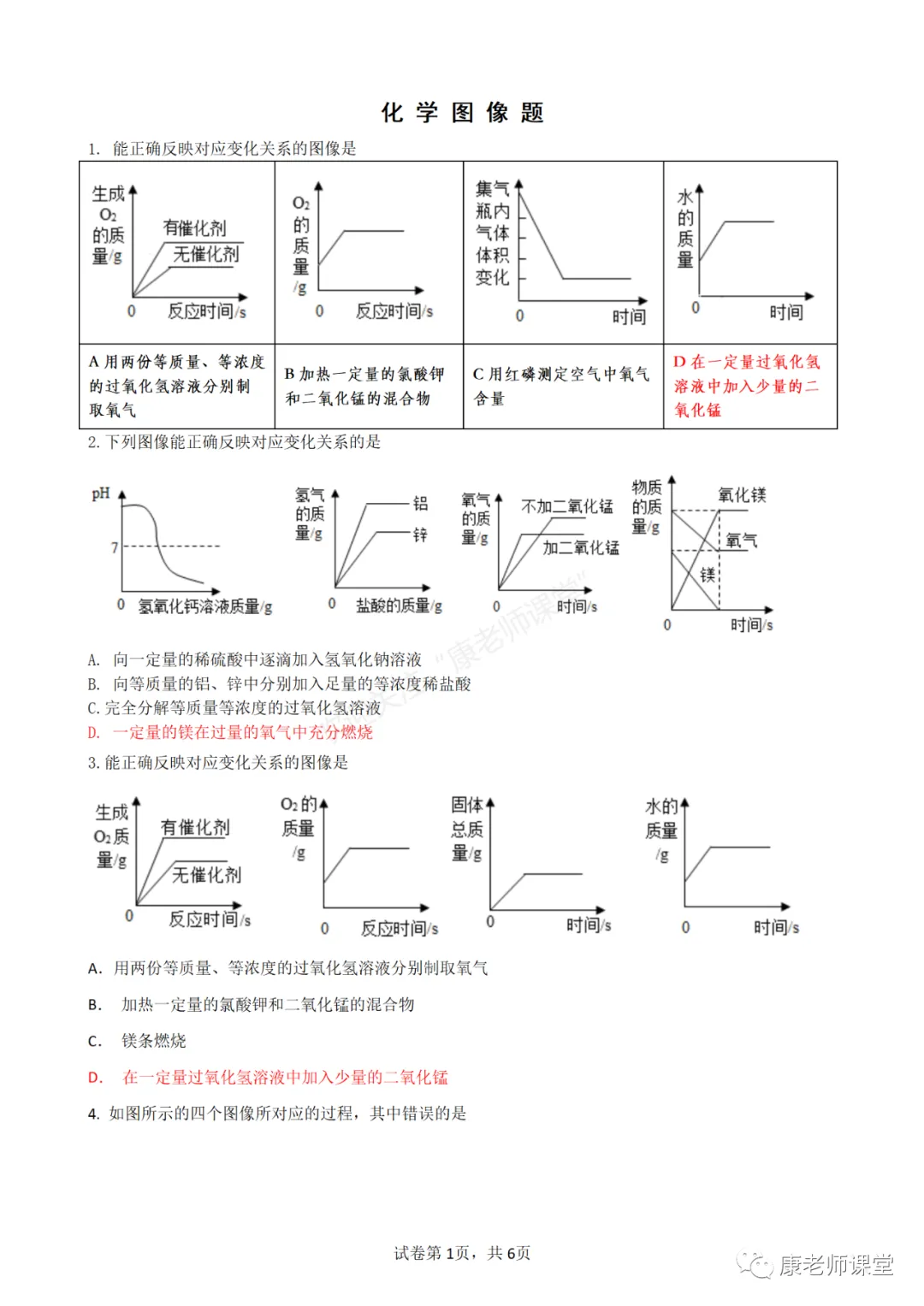 初中化学中考专题——图像专题 第1张