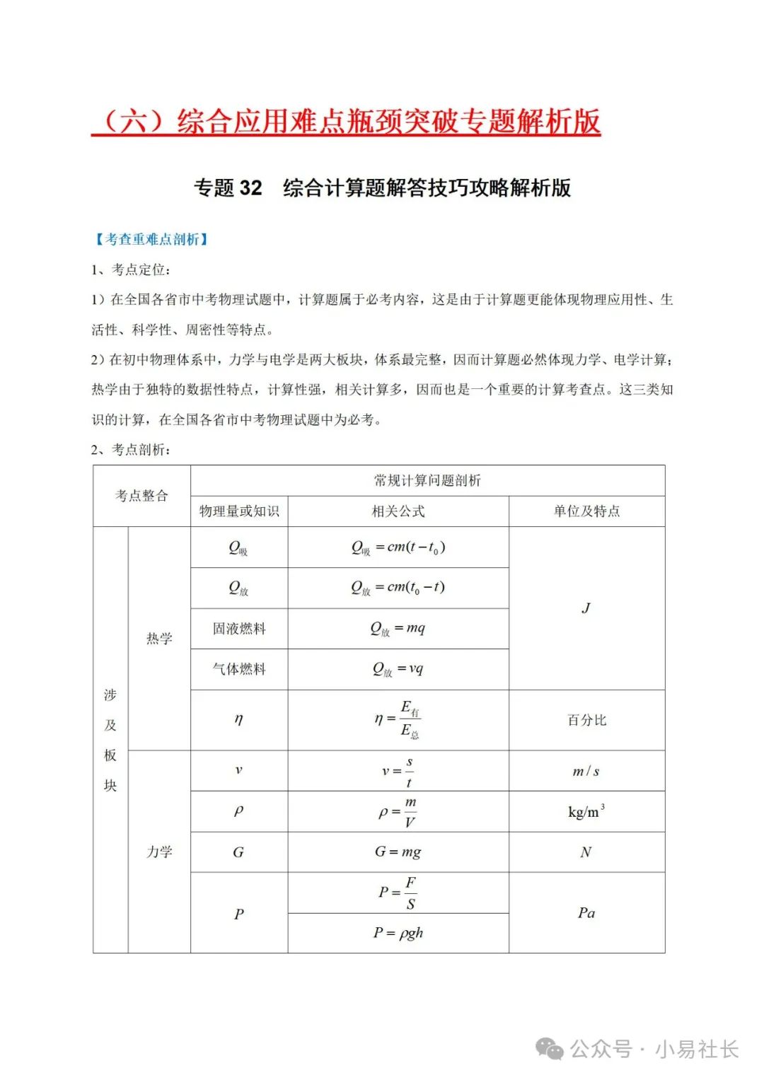 初中物理——中考二轮复习重难点瓶颈突破+解题攻略(全国通用) 第2张