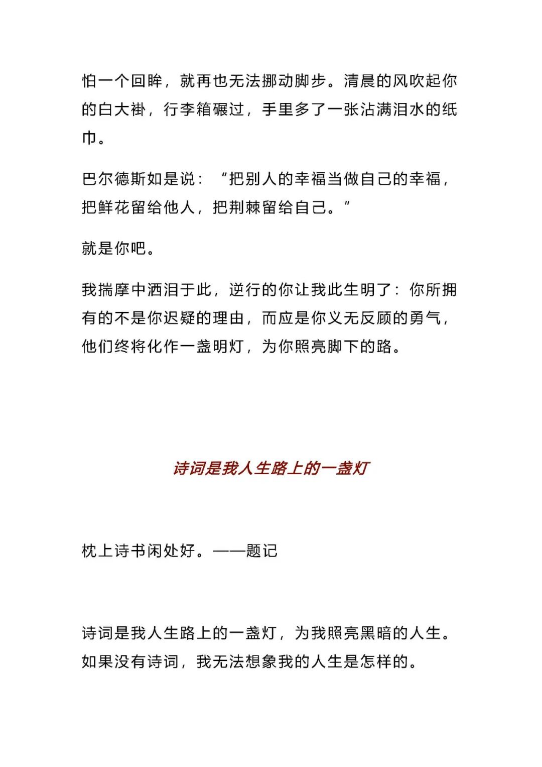 【中考作文】2024中考语文作文押题预测:《______是我人生路上的一盏灯》(范文7篇,可打印)word版 免费下载 第6张