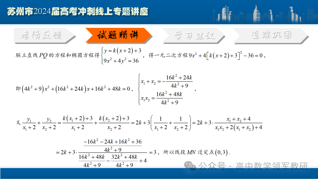 最后高考冲刺必备最优课件:平面解析几何“有解”思维→“优解”思路 第64张