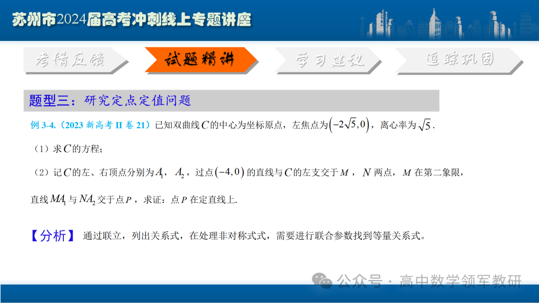 最后高考冲刺必备最优课件:平面解析几何“有解”思维→“优解”思路 第66张