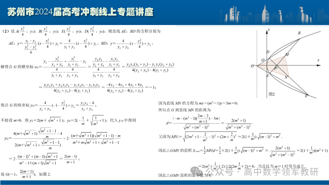 最后高考冲刺必备最优课件:平面解析几何“有解”思维→“优解”思路 第85张